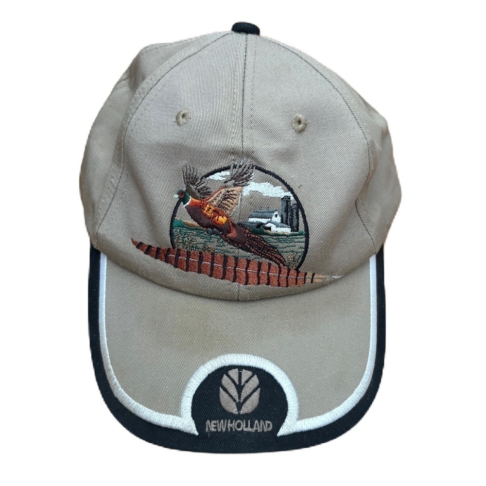Vintage K Products Pheasant Bird New Holland Tan Hat Adjustable Embroidered